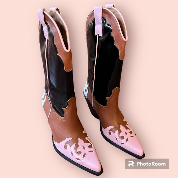 TORAL MULTI COLORED COWBOY BOOTS (PINK BLACK PATENT LEATHER) NEW SZ 8.5 REVOLVE - Picture 6 of 9